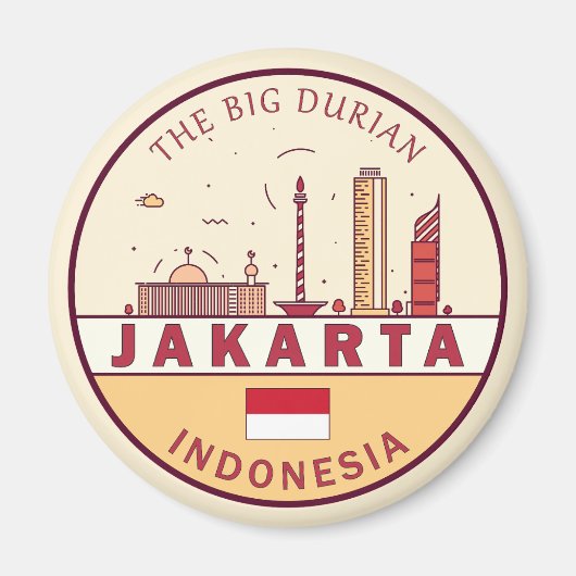 Jakarta Indonesië City Skyline Embleem Magneet (Voorkant)