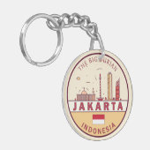 Jakarta Indonesië City Skyline Embleem Sleutelhanger (Voorkant Links)