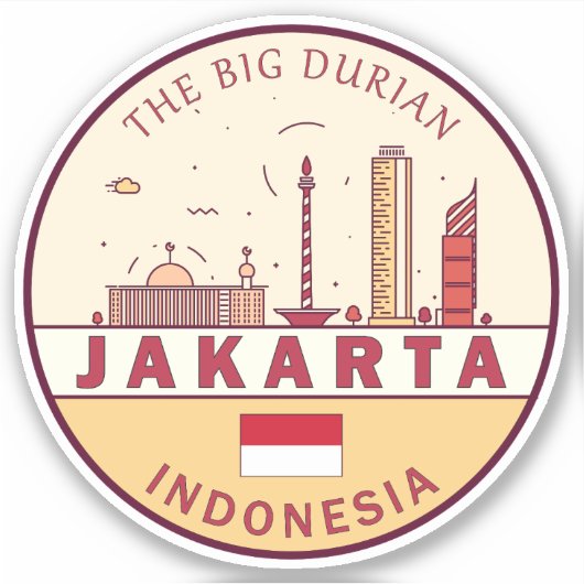 Jakarta Indonesië City Skyline Embleem Sticker (Voorkant)