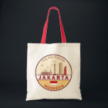 Jakarta Indonesië City Skyline Embleem Tote Bag<br><div class="desc">Jakarta minimalistisch,  kleurrijk kunstontwerp met monumenten en bezienswaardigheden van de stad in Indonesië.</div>