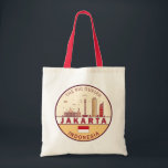 Jakarta Indonesië City Skyline Embleem Tote Bag<br><div class="desc">Jakarta minimalistisch,  kleurrijk kunstontwerp met monumenten en bezienswaardigheden van de stad in Indonesië.</div>