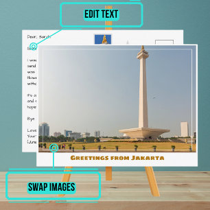 Jakarta Indonesië met Nationaal Monument Modern Briefkaart