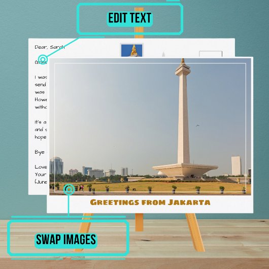 Jakarta Indonesië met Nationaal Monument Modern Briefkaart
