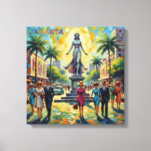 Jakarta Indonesië Monumentplein Uitgerekte Canvas Afdruk