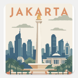 Jakarta Indonesië Reisposter Vierkante Sticker