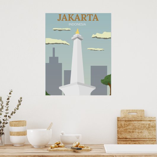 Jakarta, Indonesië,  reistoiland Poster (Keuken)