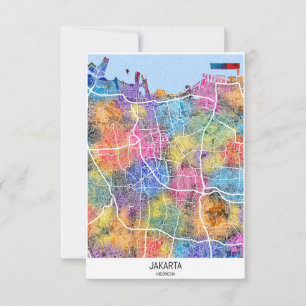 Jakarta Indonesië Stadsplattegrond Bedankkaart