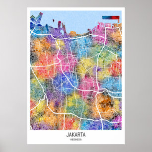 Jakarta Indonesië Stadsplattegrond Poster