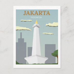 Jakarta, Indonesië Vintage Retro Reizen Briefkaart