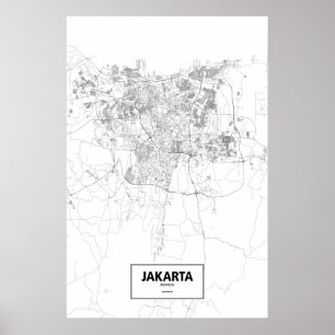 Jakarta, Indonesië (zwart op wit) Poster
