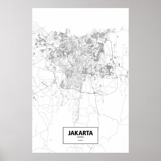 Jakarta, Indonesië (zwart op wit) Poster (Voorkant)