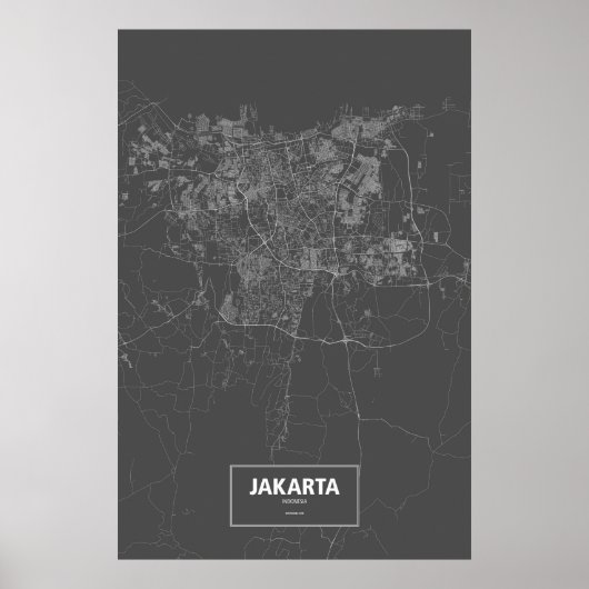 Jakarta, Indonesië (zwart wit) Poster (Voorkant)