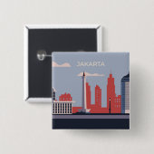 Jakarta stad vierkante button 5,1 cm (Voorkant /achterkant)
