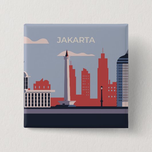 Jakarta stad vierkante button 5,1 cm (Voorkant)