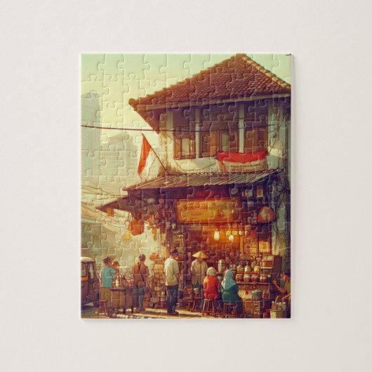 Jakarta Straat Koffie Shop  Legpuzzel (Verticaal)