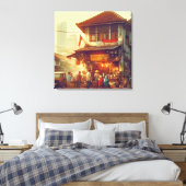 Jakarta Street Coffee Shop Canvas Afdruk (Insitu (Slaapkamer))