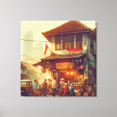Jakarta Street Coffee Shop Canvas Afdruk (Voorkant)