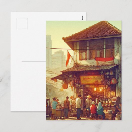 Jakarta Street Coffee Shop Feestdagenkaart (Voorkant / Achterkant)