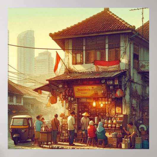 Jakarta Street Coffee Shop  Poster (Voorkant)