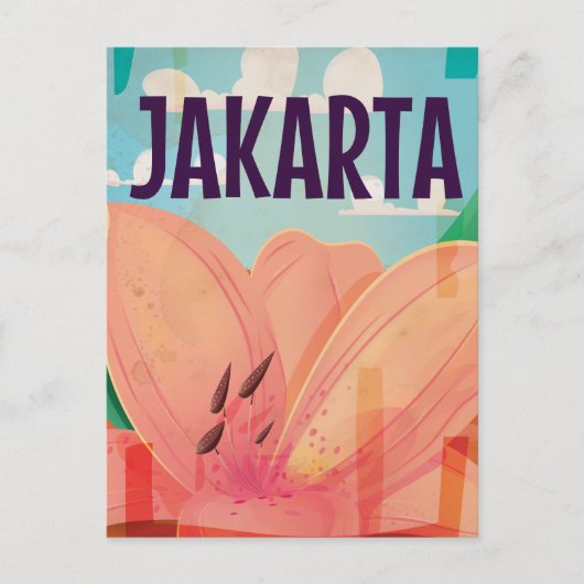 Jakarta Vintage Reisposter Briefkaart (Voorkant)