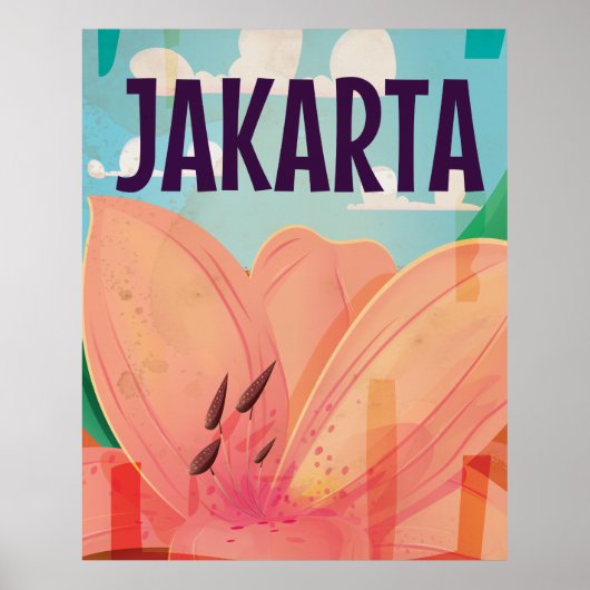 Jakarta Vintage Travel Poster (Voorkant)