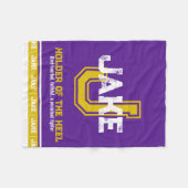 Jake: sportmonogram paars goud fleece deken (Voorkant (Horizontaal))