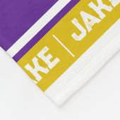 Jake: sportmonogram paars goud fleece deken (Hoek)