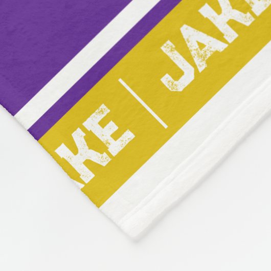 Jake: sportmonogram paars goud fleece deken (Hoek)