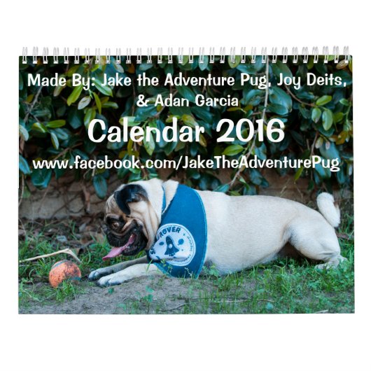 Jake the Adventure Pug 2016 Calendar Kalender (Achterkant)