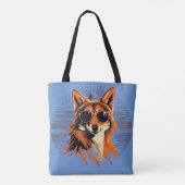 Jakhals met zonnebril in de zonsondergang cadeau i tote bag (Achterkant)