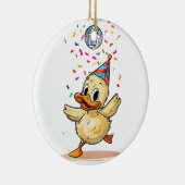 Jakkend Dansen Onder Discobal Met Confetti Keramisch Ornament (Rechts)