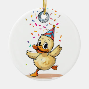 Jakkend Dansen Onder Discobal Met Confetti Keramisch Ornament