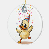 Jakkend Dansen Onder Discobal Met Confetti Keramisch Ornament (Links)