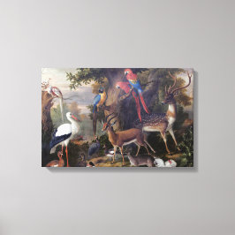  Jakob Bogdani Birds and Deer in Landsca Canvas Afdruk