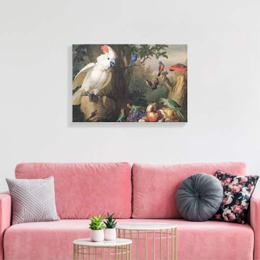 Jakob Bogdani Birds and Fruit in a Landscape Canvas Afdruk (Insitu (Woonkamer))