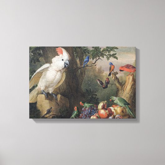 Jakob Bogdani Birds and Fruit in a Landscape Canvas Afdruk (Voorkant)