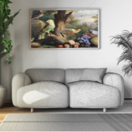 Jakob Bogdani Birds and Fruit in a Landscape Canvas Afdruk