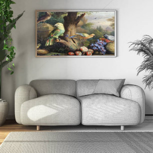 Jakob Bogdani Birds and Fruit in a Landscape Canvas Afdruk