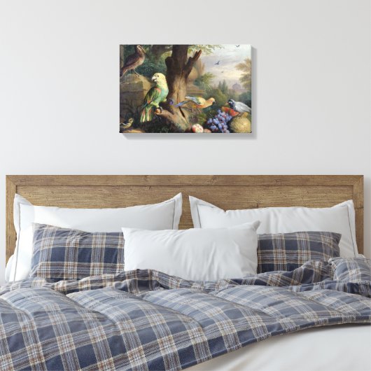 Jakob Bogdani Birds and Fruit in a Landscape Canvas Afdruk (Insitu (Slaapkamer))