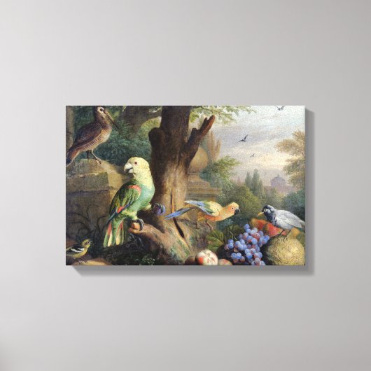 Jakob Bogdani Birds and Fruit in a Landscape Canvas Afdruk (Voorkant)