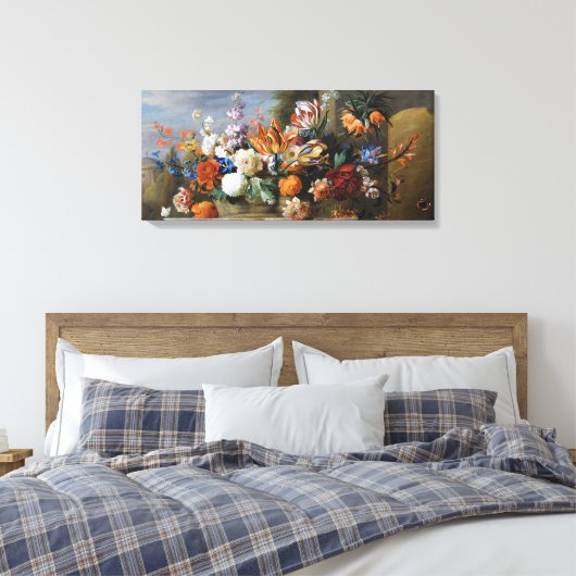 Jakob Bogdani Tulips Peonies and other Flowers in Canvas Afdruk (Insitu (Slaapkamer))