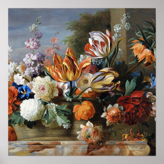 Jakob Bogdani Tulips Peonies en andere bloemen Poster (Voorkant)