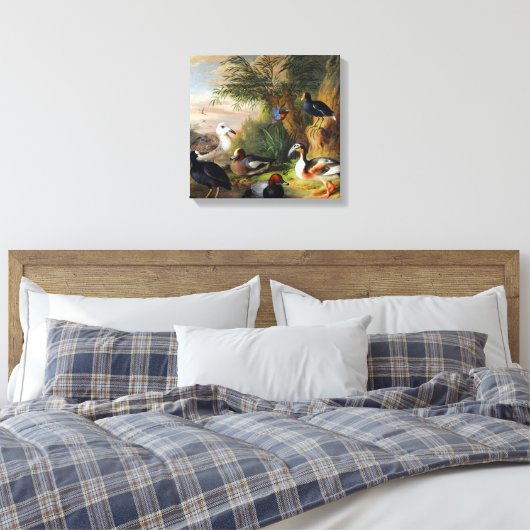 Jakob Bogdani Vogels in een landschap Canvas Afdruk (Insitu (Slaapkamer))