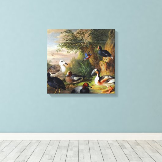 Jakob Bogdani Vogels in een landschap Canvas Afdruk (Insitu (Houten vloer))