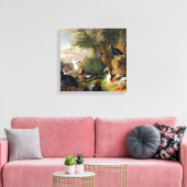 Jakob Bogdani Vogels in een landschap Canvas Afdruk (Insitu (Woonkamer))