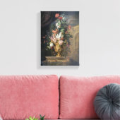 Jakob Bogdany Flowers in een geculpte Vase Canvas Afdruk (Insitu (Woonkamer))
