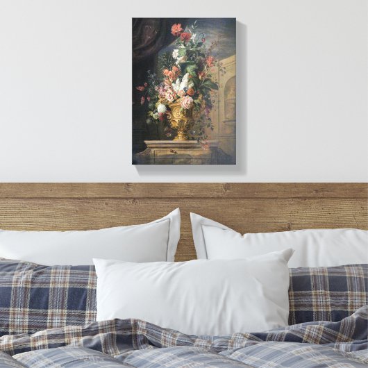  Jakob Bogdany Flowers in een geculpte Vase Canvas Afdruk (Insitu (Slaapkamer))