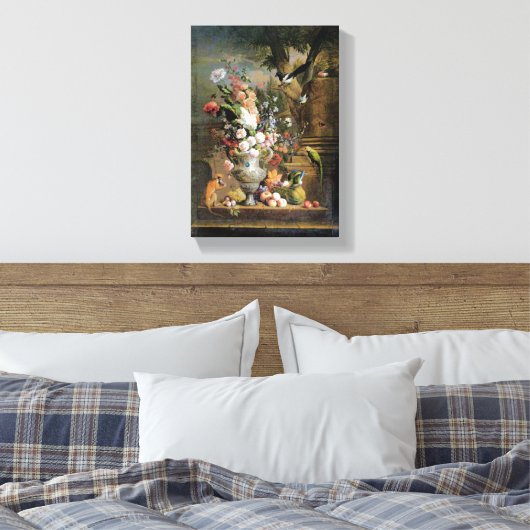 Jakob Bogdany Vase met Fruit a Monke Canvas Afdruk (Insitu (Slaapkamer))