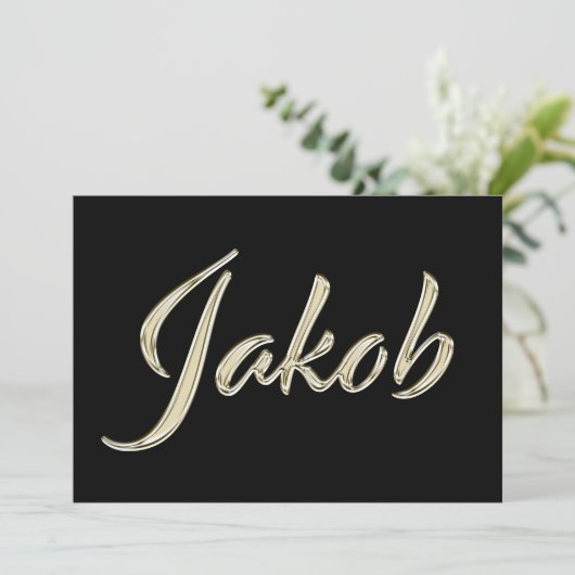 Jakob Name white gold Handwriting Karte Kaart (Staand voorkant)