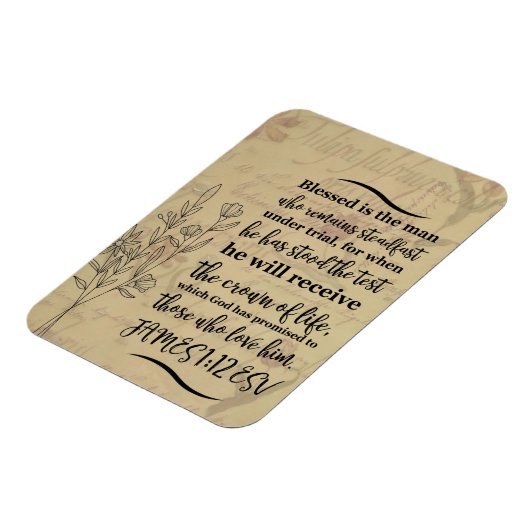 Jakobus 1:12 Bijbelvers Magneet (Linkerzijde)